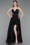 Long Black Satin Evening Dress ABU6049