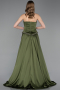 Olive Drab Long Satin Evening Dress ABU5684