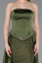 Olive Drab Long Satin Evening Dress ABU5684