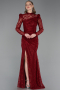 Long Burgundy Dantelle Evening Dress ABU6050