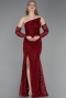 Long Burgundy Dantelle Evening Dress ABU6050