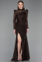Long Brown Dantelle Evening Dress ABU6050