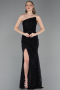 Long Black Dantelle Evening Dress ABU6050