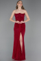 Burgundy Long Dantelle Evening Dress ABU5736