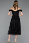 Black Midi Beaded Party Dress ABK2594