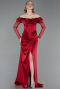 Burgundy Long Satin Evening Dress ABU5829