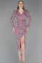 Powder Color Midi Scaly Cocktail Dress ABK2543