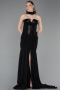 Long Black Chiffon Evening Dress ABU6055