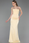 Long Yellow Satin Prom Gown ABU6061