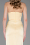 Long Yellow Satin Prom Gown ABU6061