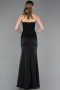 Long Black Satin Prom Gown ABU6061
