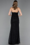 Long Black Dantelle Evening Dress ABU6050