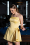 Short Yellow Satin Cocktail Dress ABK2608