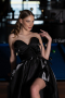 Long Black Satin Evening Dress ABU6049