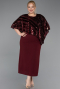 Midi Burgundy Plus Size Evening Gown ABK2609