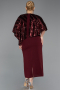 Midi Burgundy Plus Size Evening Gown ABK2609