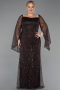 Brown Long Beaded Plus Size Evening Gown ABU5067