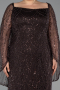 Brown Long Beaded Plus Size Evening Gown ABU5067