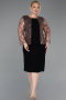 Black-Copper Midi Plus Size Evening Gown ABK2417