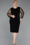 Midi Black Plus Size Evening Gown ABK2417