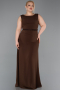 Long Brown Chiffon Plus Size Evening Dress ABU6063