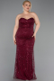 Burgundy Long Beaded Plus Size Wedding Dress ABU5328