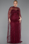 Burgundy Long Beaded Plus Size Wedding Dress ABU5328
