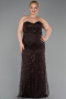 Brown Long Beaded Plus Size Wedding Dress ABU5328