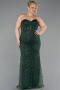 Emerald Green Long Beaded Plus Size Wedding Dress ABU5328