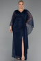 Long Navy Blue Dantelle Plus Size Evening Gown ABU6065