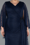 Long Navy Blue Dantelle Plus Size Evening Gown ABU6065