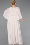 Long Beige Chiffon Plus Size Evening Dress ABU6066