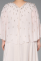 Long Beige Chiffon Plus Size Evening Dress ABU6066