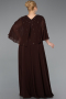 Long Brown Chiffon Plus Size Evening Dress ABU6066