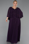 Long Dark Purple Chiffon Plus Size Evening Dress ABU6066