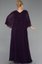 Long Dark Purple Chiffon Plus Size Evening Dress ABU6066