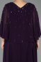 Long Dark Purple Chiffon Plus Size Evening Dress ABU6066