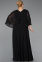 Long Black Chiffon Plus Size Evening Dress ABU6066