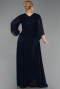 Long Navy Blue Chiffon Plus Size Evening Dress ABU6067