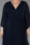 Long Navy Blue Chiffon Plus Size Evening Dress ABU6067