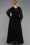 Long Black Chiffon Plus Size Evening Dress ABU6067