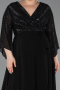 Long Black Chiffon Plus Size Evening Dress ABU6067
