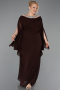Long Brown Chiffon Plus Size Evening Gown ABU6068