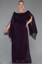 Long Dark Purple Chiffon Plus Size Evening Gown ABU6068
