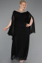Long Black Chiffon Plus Size Evening Gown ABU6068