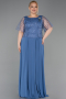 Indigo Long Chiffon Formal Plus Size Dress ABU5554