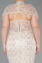 Beige Long Beaded Plus Size Evening Gown ABU5698
