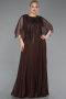 Long Brown Chiffon Plus Size Evening Dress ABU6012