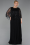 Black-Black Long Chiffon Plus Size Evening Gown ABU4633
