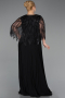 Black-Black Long Chiffon Plus Size Evening Gown ABU4633